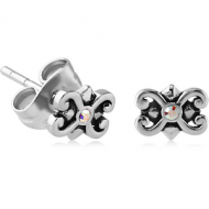 SURGICAL STEEL JEWELLED EAR STUDS PAIR - FILIGREE