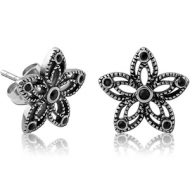 SURGICAL STEEL JEWELLED EAR STUDS - FLOWER