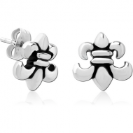 SURGICAL STEEL EAR STUDS PAIR - FLEUR DE LIS