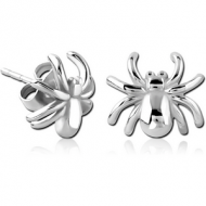 SURGICAL STEEL EAR STUDS PAIR - SPIDER