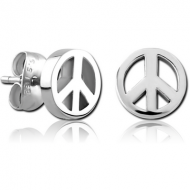 SURGICAL STEEL EAR STUDS - PEACE SIGN