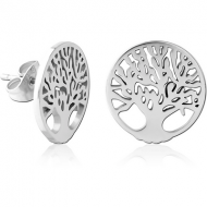 SURGICAL STEEL EAR STUDS - TREE