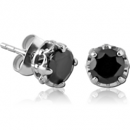 SURGICAL STEEL JEWELLED EAR STUDS PAIR - FLEUR DE LIS