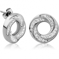 SURGICAL STEEL CRYSTALINE JEWELLED EAR STUDS PAIR - SPIRAL