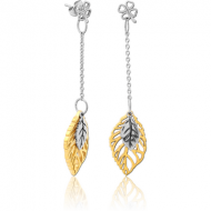 SURGICAL STEEL EAR STUDS PAIR - SHAMROCK WITH GOLD PVD