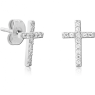 SURGICAL STEEL EAR STUDS PAIR - CROSS