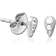 SURGICAL STEEL JEWELLED EAR STUD PAIR