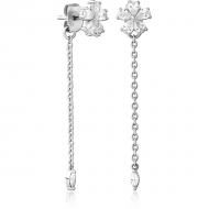 SURGICAL STEEL JEWELLED CHAIN EAR STUDS PAIR