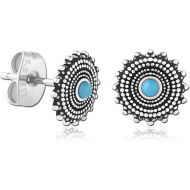 SURGICAL STEEL JEWELLED EAR STUDS PAIR