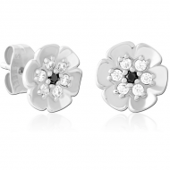 SURGICAL STEEL JEWELLED EAR STUDS PAIR