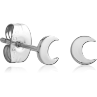 SURGICAL STEEL EAR STUDS PAIR - CRESCENT MOON