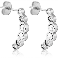 SURGICAL STEEL JEWELLED EAR STUDS PAIR