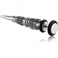 SURGICAL STEEL FAKE EXPANDER - FLAMES PIERCING