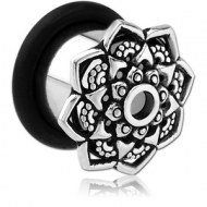 SURGICAL STEEL FLARED TUNNEL - FLOWER FILIGREE PIERCING