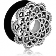 SURGICAL STEEL FLARED TUNNEL - FLOWER FILIGREE