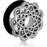 SURGICAL STEEL FLARED TUNNEL - FLOWER FILIGREE PIERCING