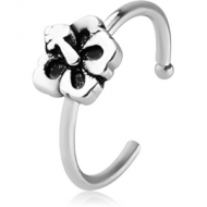 SURGICAL STEEL OPEN NOSE RING - FLOWER PIERCING