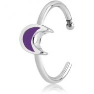 SURGICAL STEEL OPEN NOSE RING WITH ENAMEL - CRESCENT PIERCING