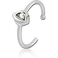 SURGICAL STEEL JEWELLED OPEN NOSE RING - HALF OPEN EYE PIERCING