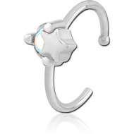 SURGICAL STEEL JEWELLED OPEN NOSE RING - STAR AND GEM PIERCING