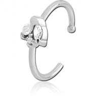 SURGICAL STEEL JEWELLED OPEN NOSE RING PIERCING