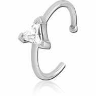 SURGICAL STEEL JEWELLED OPEN NOSE RING - TRIANGLE PIERCING