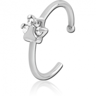 SURGICAL STEEL JEWELLED OPEN NOSE RING - ANIMAL PAW PIERCING