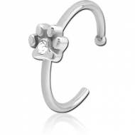 SURGICAL STEEL JEWELLED OPEN NOSE RING - ANIMAL PAW CENTER GEM PIERCING