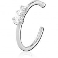 SURGICAL STEEL JEWELLED OPEN NOSE RING PIERCING
