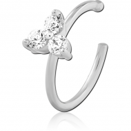 SURGICAL STEEL JEWELLED OPEN NOSE RING PIERCING