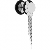 SURGICAL STEEL FAKE PLUG WITH CHAIN - PAW PIERCING