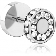 SURGICAL STEEL JEWELLED FAKE PLUG PIERCING