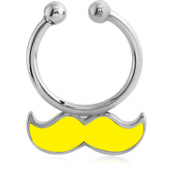 SURGICAL STEEL MOUSTACHE FAKE SEPTUM RING PIERCING