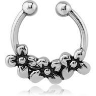 SURGICAL STEEL FAKE SEPTUM RING - FLOWERS PIERCING