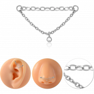 STAINLESS STEEL CABLE OVAL ROLLO CHAIN ACCESORY - TWO WITH SLIDING JEWEL