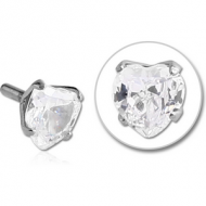 SURGICAL STEEL JEWELLED PUSH FIT ATTACHMENT FOR BIOFLEX INTERNAL LABRET - HEART PIERCING