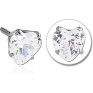 SURGICAL STEEL JEWELLED PUSH FIT ATTACHMENT FOR BIOFLEX INTERNAL LABRET - HEART PIERCING