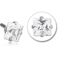 SURGICAL STEEL JEWELLED PUSH FIT ATTACHMENT FOR BIOFLEX INTERNAL LABRET - SQUARE PIERCING