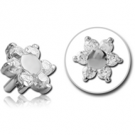 SURGICAL STEEL JEWELLED PUSH FIT ATTACHMENT FOR BIOFLEX INTERNAL LABRET - FLOWER PIERCING