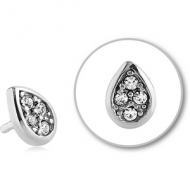 SURGICAL STEEL JEWELLED PUSH FIT ATTACHMENT FOR BIOFLEX INTERNAL LABRET - DROP PIERCING