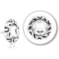 SURGICAL STEEL SWAROVSKI CRYSTAL JEWELLED PUSH FIT ATTACHMENT FOR BIOFLEX INTERNAL LABRET - FLOWER PIERCING