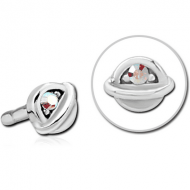 SURGICAL STEEL JEWELLED PUSH FIT ATTACHMENT FOR BIOFLEX INTERNAL LABRET - HALF OPEN EYE PIERCING