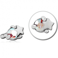 SURGICAL STEEL JEWELLED PUSH FIT ATTACHMENT FOR BIOFLEX INTERNAL LABRET - STAR AND GEM PIERCING