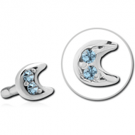 SURGICAL STEEL JEWELLED PUSH FIT ATTACHMENT FOR BIOFLEX INTERNAL LABRET - CRESCENT PRONGS PIERCING