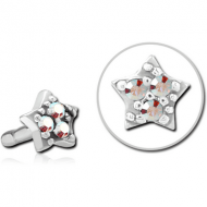 SURGICAL STEEL JEWELLED PUSH FIT ATTACHMENT FOR BIOFLEX INTERNAL LABRET - STAR PRONGS PIERCING