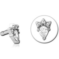 SURGICAL STEEL JEWELLED PUSH FIT ATTACHMENT FOR BIOFLEX INTERNAL LABRET - JESTER HAT PIERCING