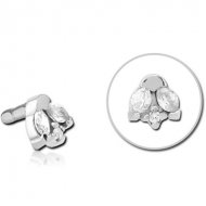 SURGICAL STEEL JEWELLED PUSH FIT ATTACHMENT FOR BIOFLEX INTERNAL LABRET PIERCING