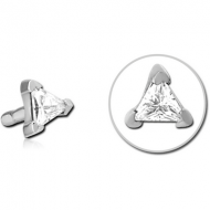 SURGICAL STEEL JEWELLED PUSH FIT ATTACHMENT FOR BIOFLEX INTERNAL LABRET - TRIANGLE PIERCING