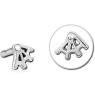 SURGICAL STEEL JEWELLED PUSH FIT ATTACHMENT FOR BIOFLEX INTERNAL LABRET - WEB PIERCING