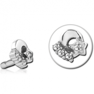 SURGICAL STEEL JEWELLED PUSH FIT ATTACHMENT FOR BIOFLEX INTERNAL LABRET - PLAIN MOON AND STARS PIERCING